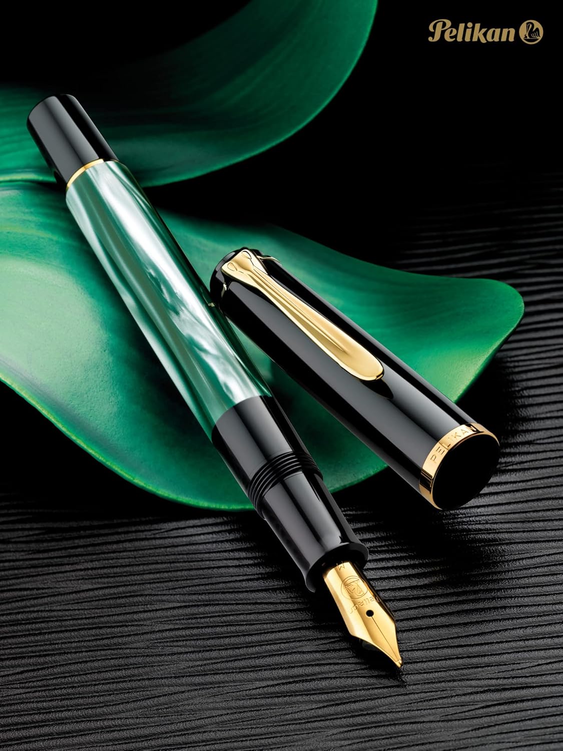 Pelikan Classic 200 801775 Fountain Pen Marbled Green Marbled Nib EF (Extra Fine) High-Quality Piston Fountain Pen in Gift Case – Bild 2