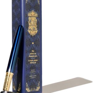 Ferris Wheel Press Joule Fountain Pen Luna Celeste Double Gold Plated, Sapphire Lacquer Finish Two-Tone Steel Nib Leather Sleeve/Medium