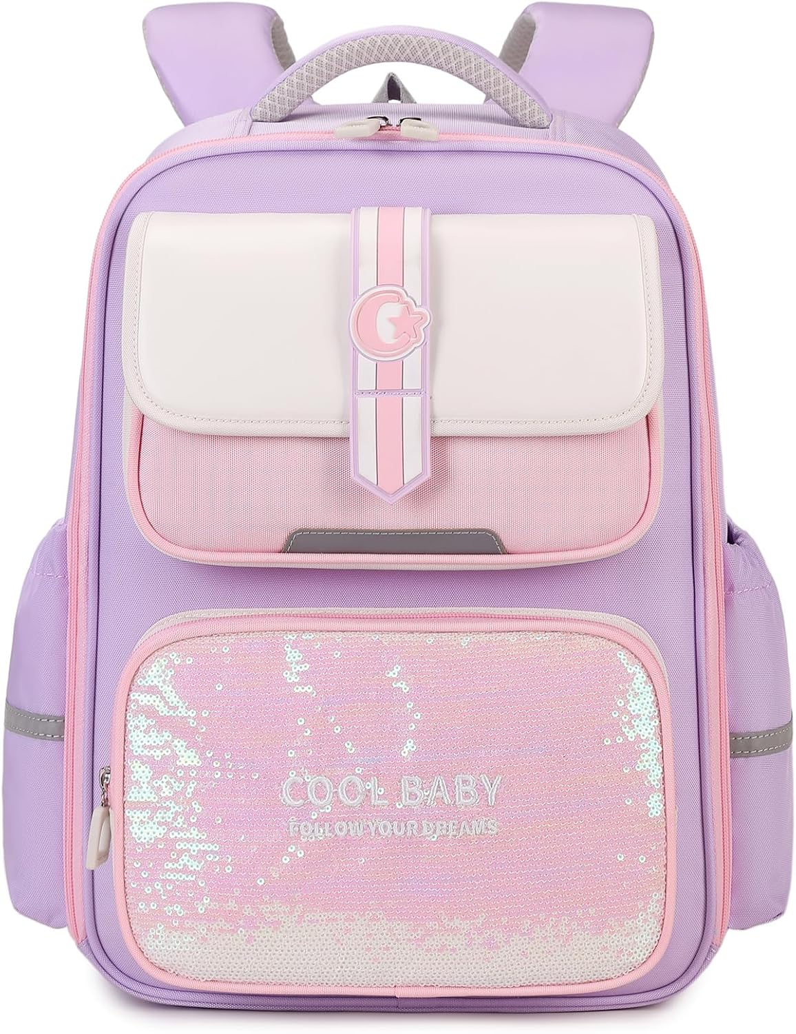 School Backpack Girls Boys Ergonomic 1-4th Class with Chest Strap, 2025 Backpack School Children 6-10 Years School Bag with Removable Belt and Reflective -6171, purple, M, Rucksack Backpacks – Bild 7
