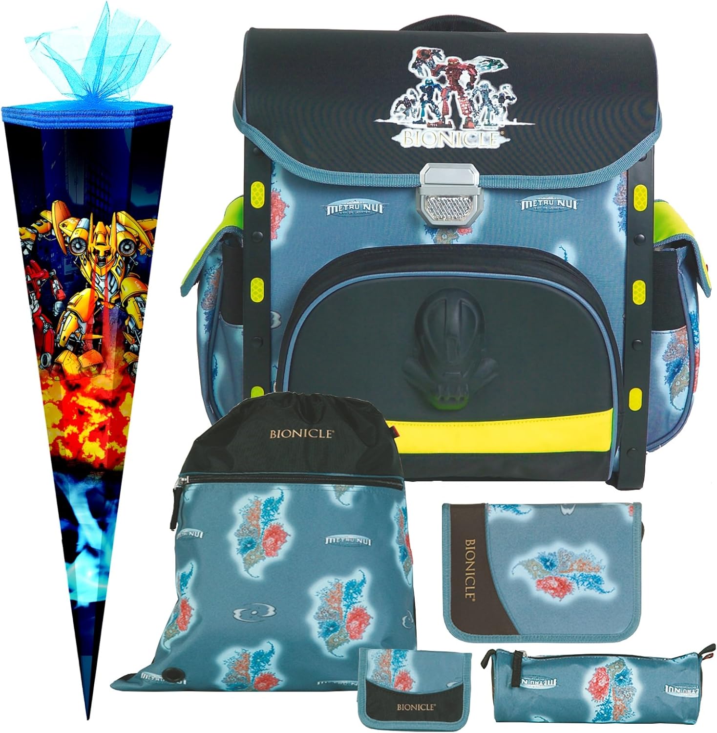 Bionicle Metru NUI Robot School Bag Set of 6 with School Bag