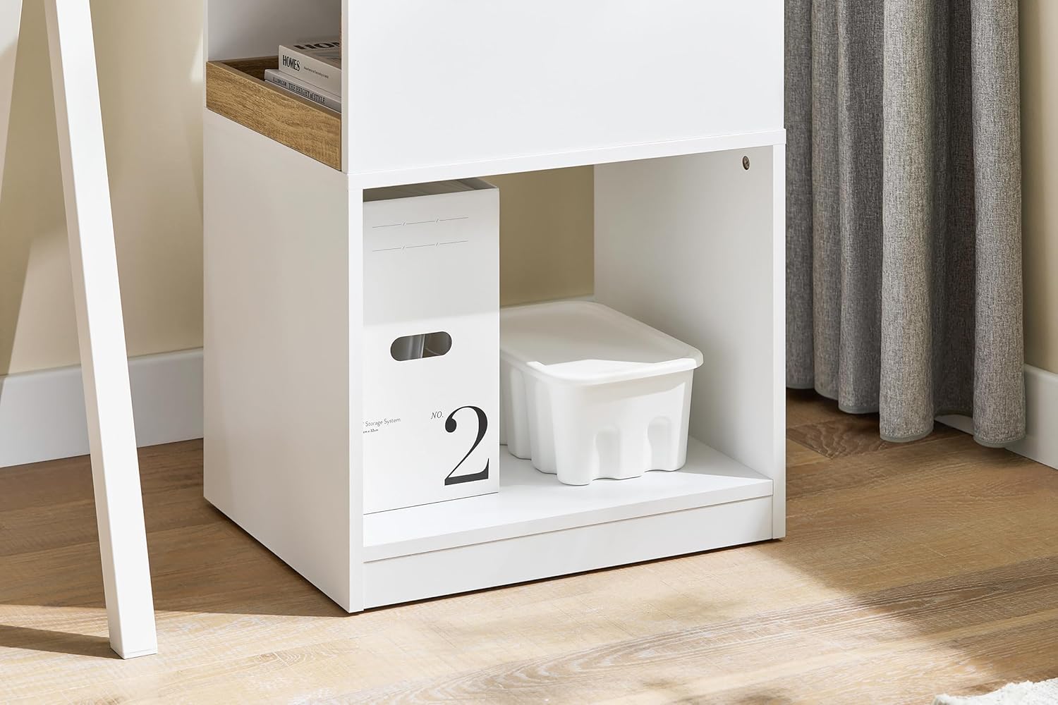 SoBuy ASK08-WN Printer Table with Wheels - Hidden Wheels, 3 Compartments, Rolling Container Desk for Office, Home Office and Study, with Removable Drawer, White / Natural W x H x D x H x D x H x D x H – Bild 8