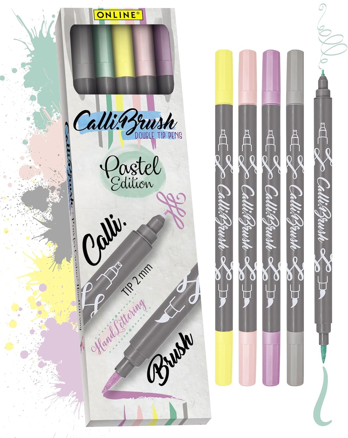 Online Calli.Brush Pastel, Set of 5 Handlettering Brush Pens