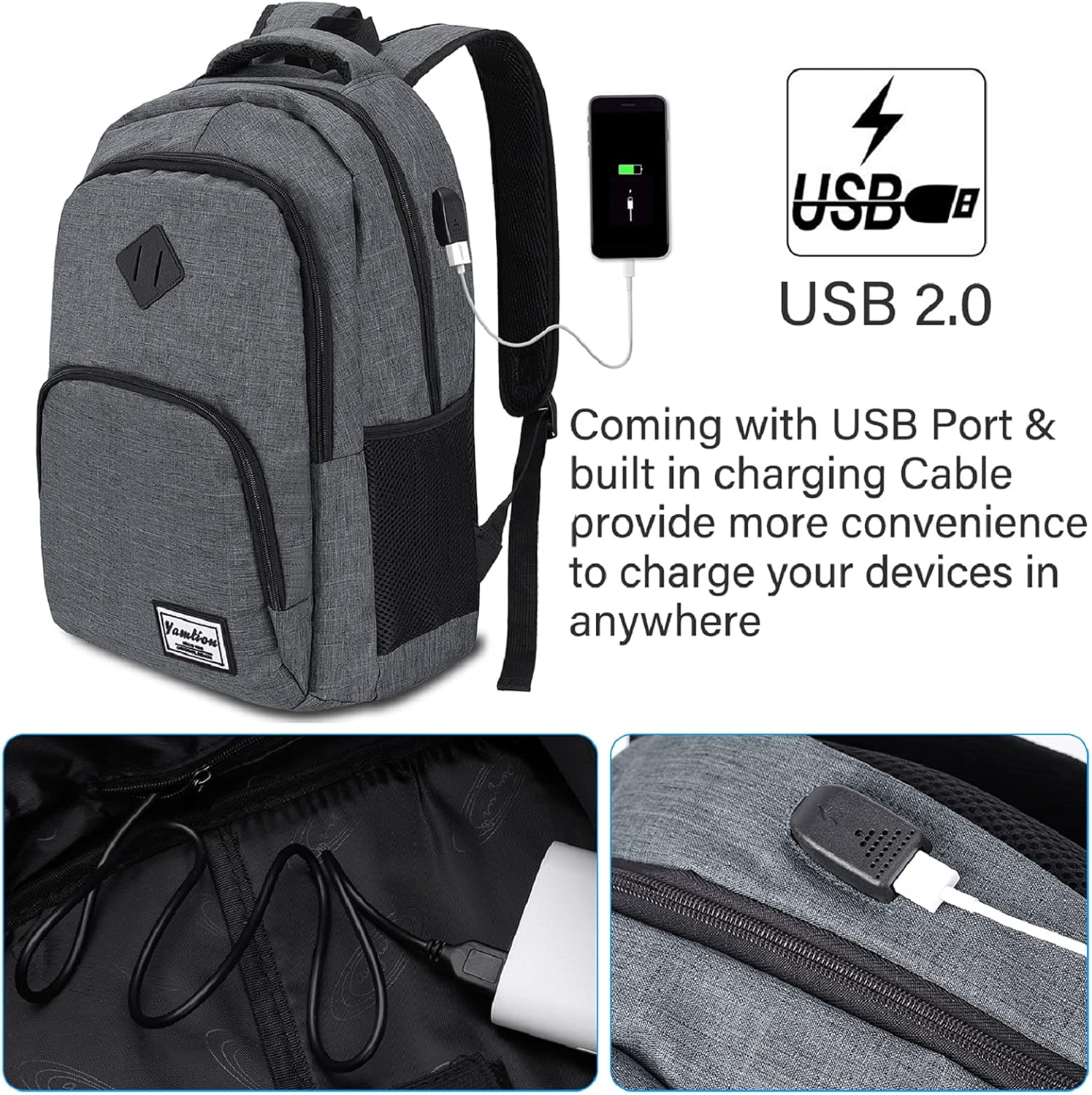 YAMTION 15.6/17.3 inch laptop backpack for men and women, waterproof. – Bild 2