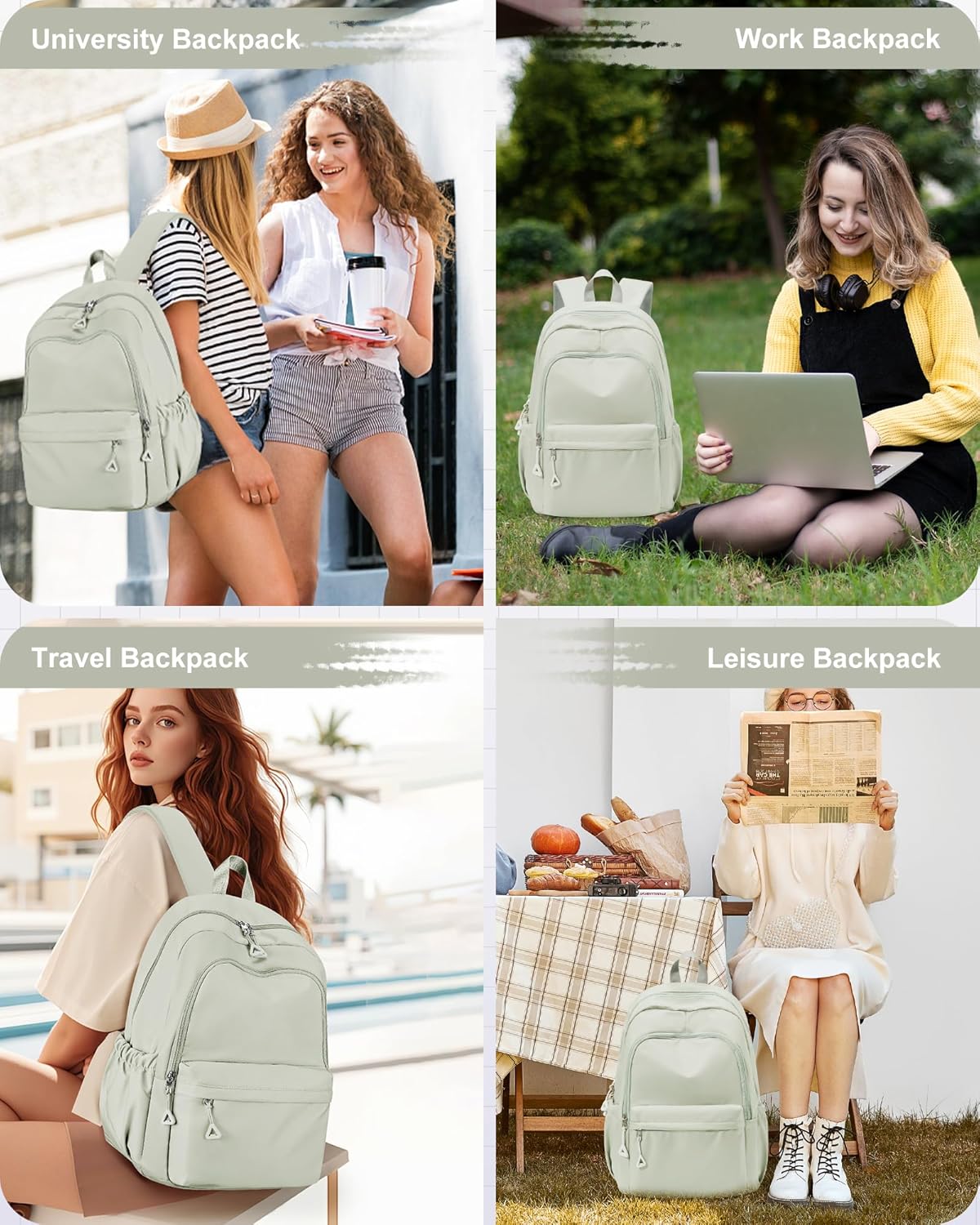 VGCUB School Backpack Teenager Girls Waterproof Lightweight School Bag Leisure Backpack Work Bag Backpack Women – Bild 6