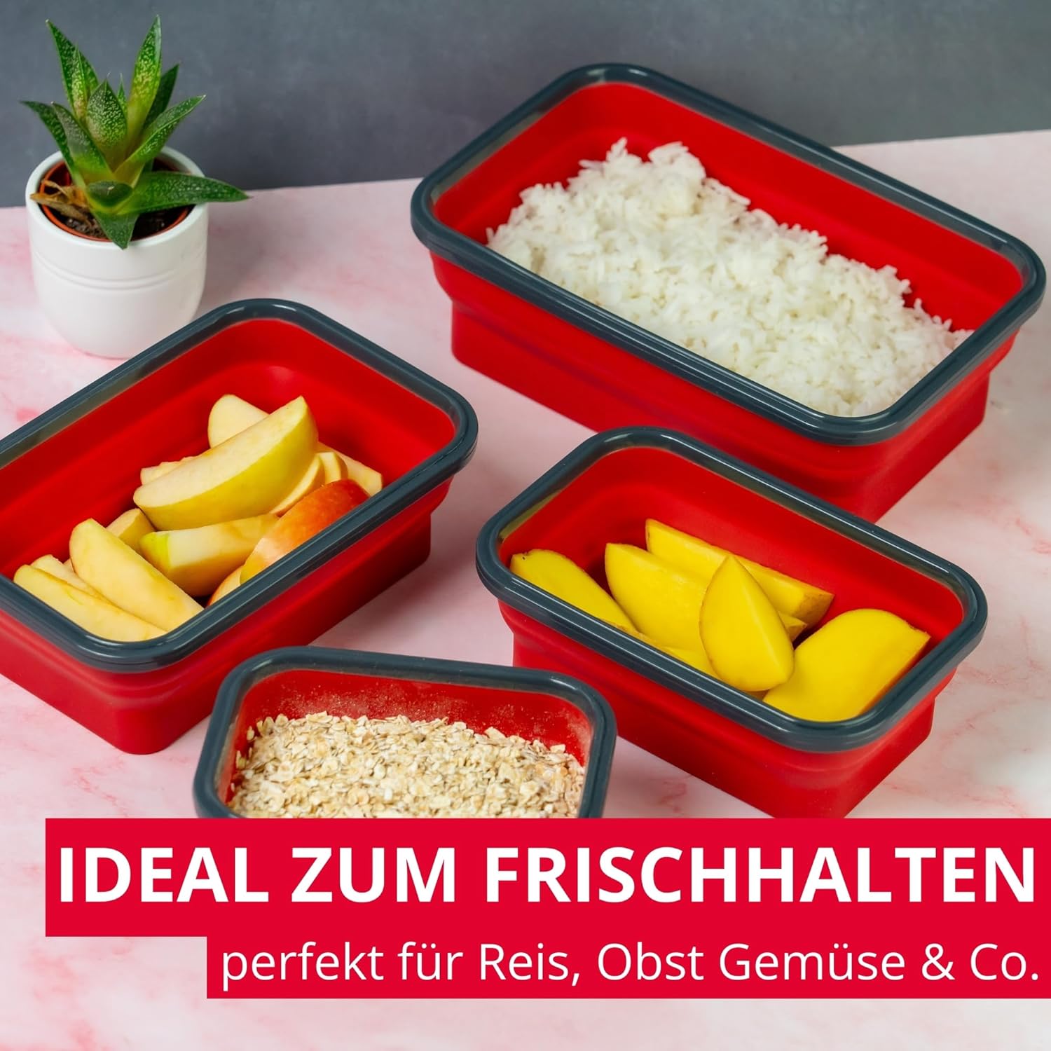 Westmark Foldable Food Storage Container - Practical Lunch Box Ideal for Work and Travel or for Storing Sausage and Cheese, Dishwasher Safe, Square, BPA-Free - 600 ml – Bild 3