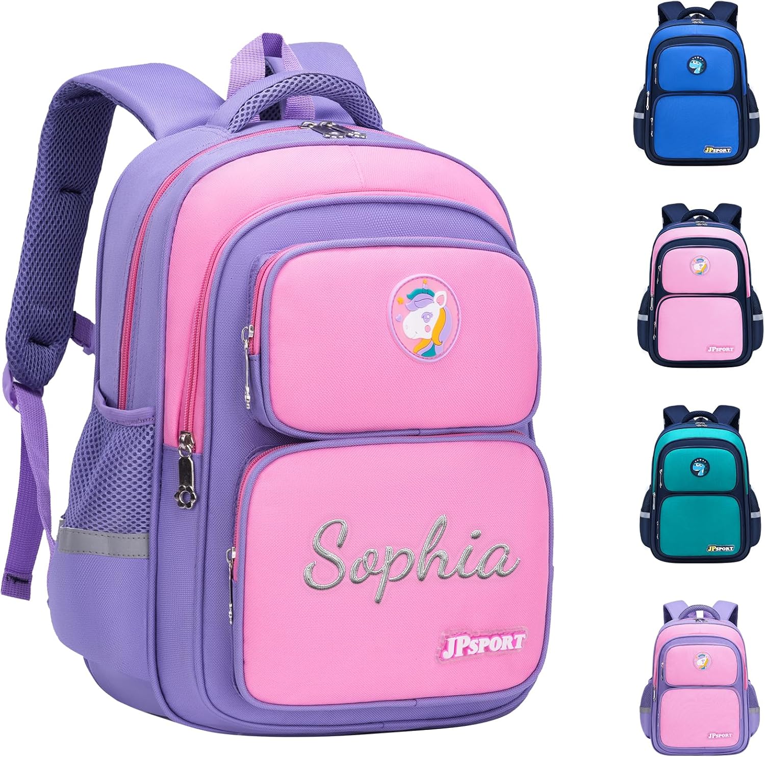 Personalised School Backpack Children with Name Embroidery, School Children's Backpack for Girls & Boys, Waterproof School Bag, School Bag, Large Capacity, Multi-Pocket School Bag