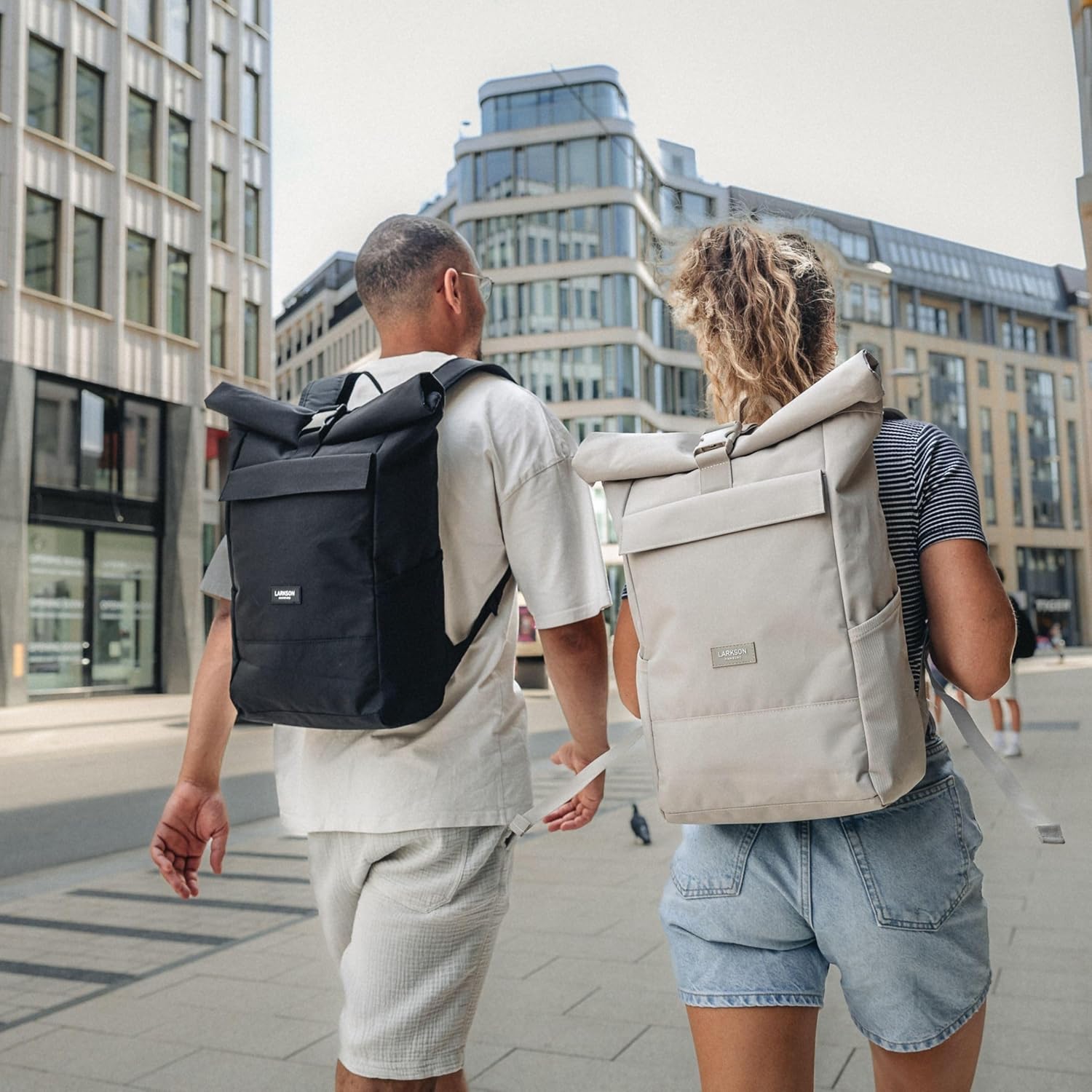 LARKSON Backpack for Men and Women – No 4 – Rolltop Backpack with Laptop Compartment University, Work and Bicycle – Large Travel Backpack – Water-Repellent – Bild 8