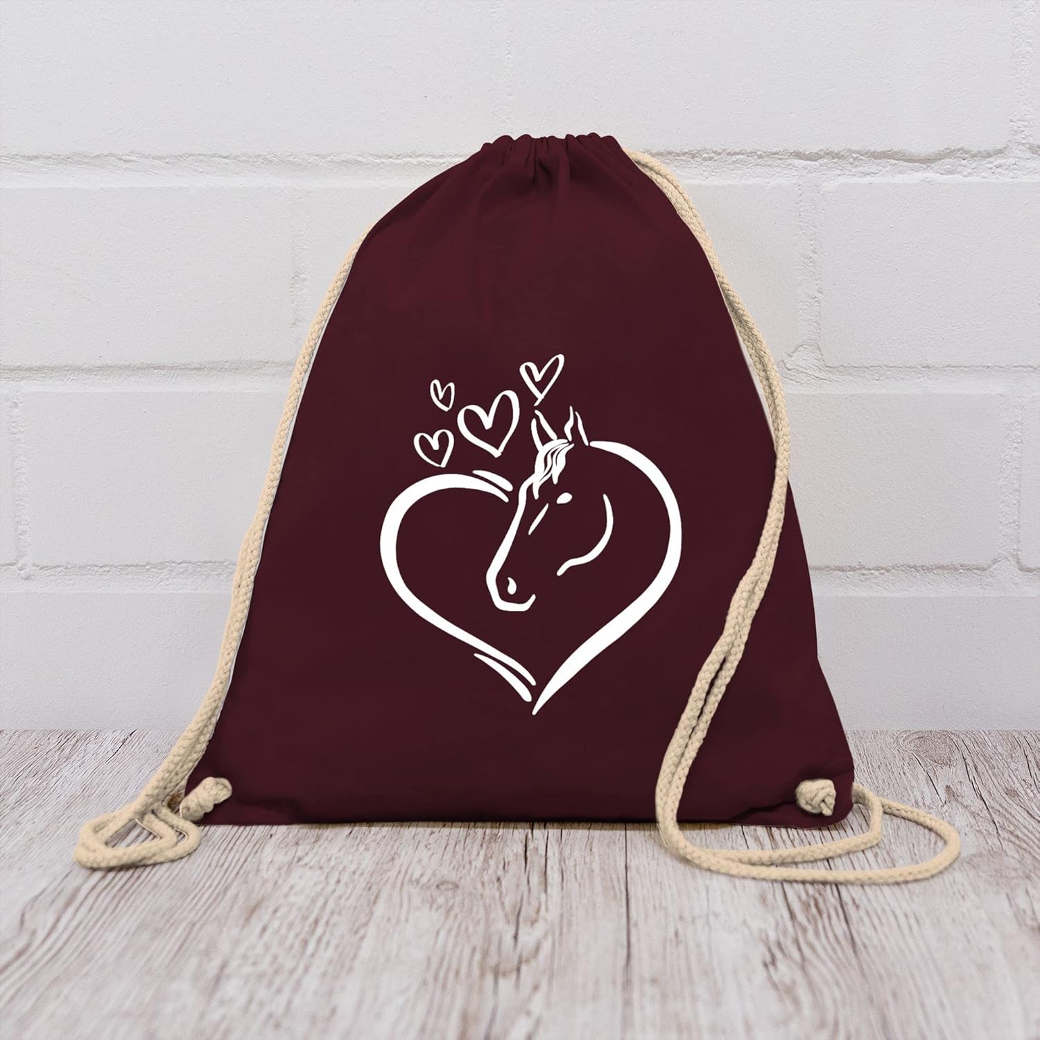Shirtracer - Animal motif animal print - horse portrait in the heart - gym bag and fabric bag made of cotton – Bild 7