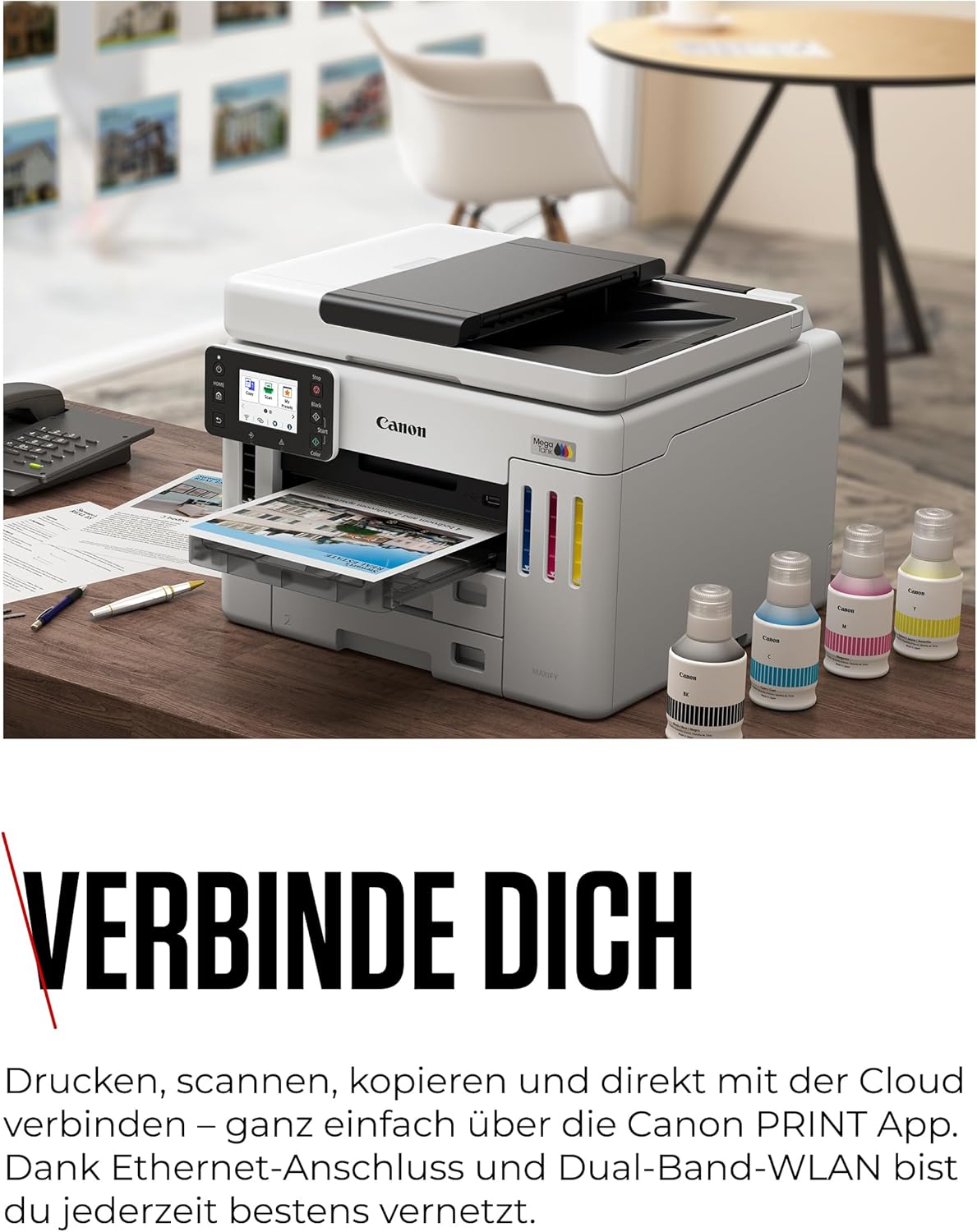 Canon MAXIFY GX7150 Compact Office Printer - Colour Printer & Scanner All-in-One WiFi | MegaTank Inkjet Printer with Copier & Scanner | Wi-Fi, Ethernet & USB Port – Bild 6