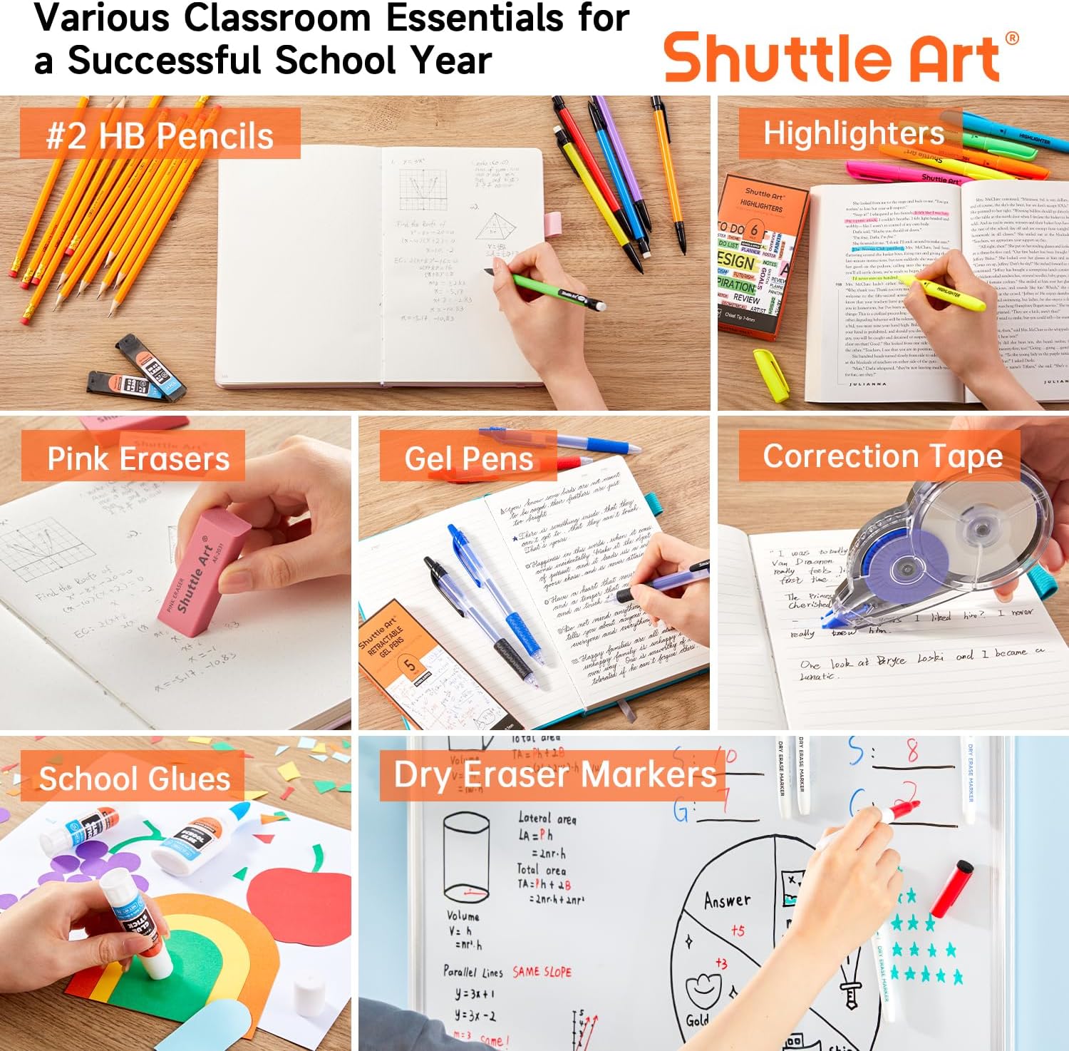Shuttle Art 71-piece school supplies set, school supplies box for back to school, school enrolment, colouring pens, stationery for children and students, pencils, pens, markers, erasers, notebooks, folders – Bild 3