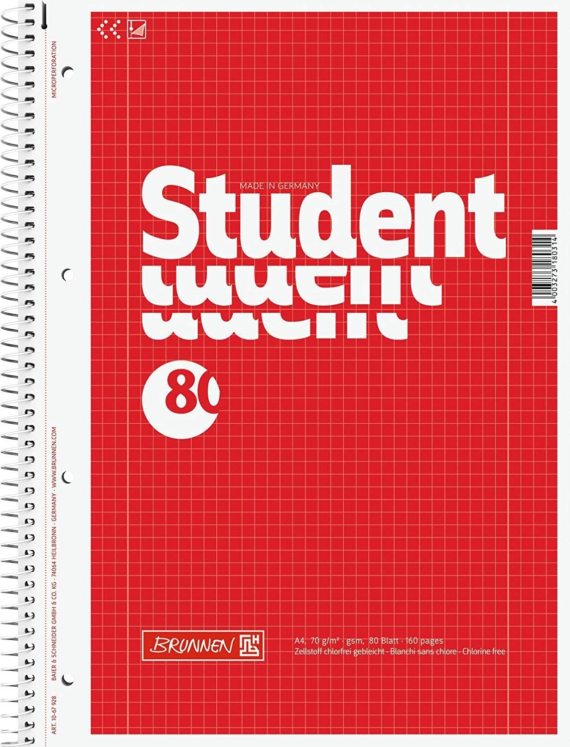 10 Brunnen Spiral-Bound Notepads - A4, Lined, 28 Sheets, White