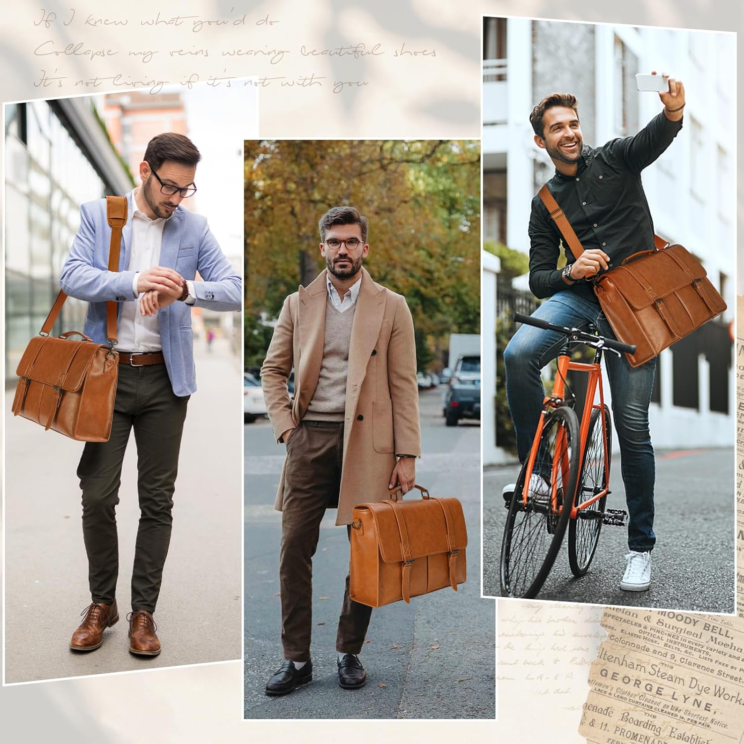 RAINSMORE Men's Shoulder Bag Briefcase Laptop Bag 15.6 Inch Messenger Bag for Business Work School – Bild 7