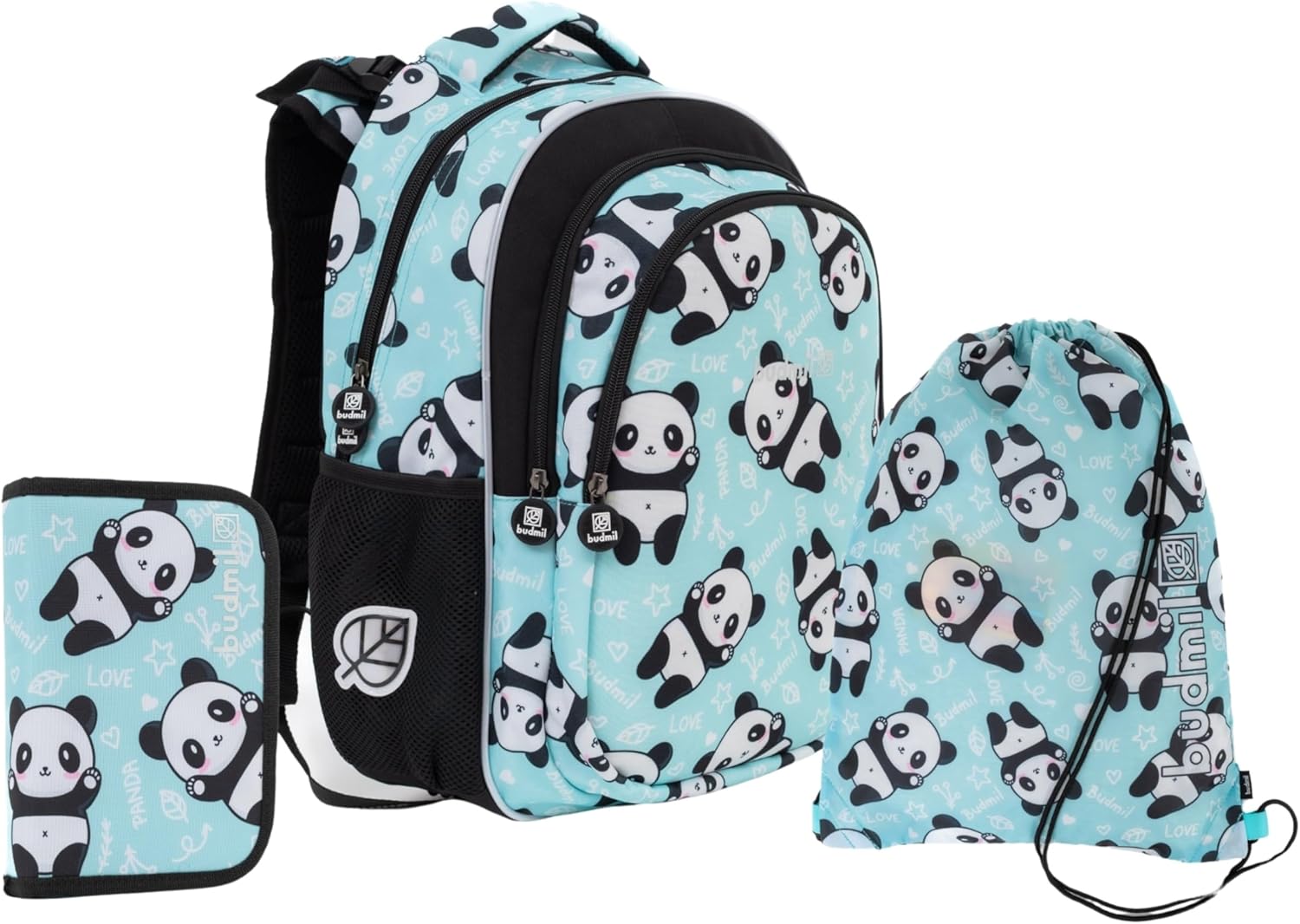 budmil School Backpack Set, 3 Pieces, School Bag from 1st Grade Primary School, Ergonomic Satchel for Girls and Boys, 26L Satchel with Chest Strap