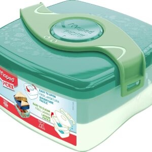Maped Picnik Original Kids Lunch Box, Bread Box, Breakfast Box, Green, Easy to Open, 2 Compartments
