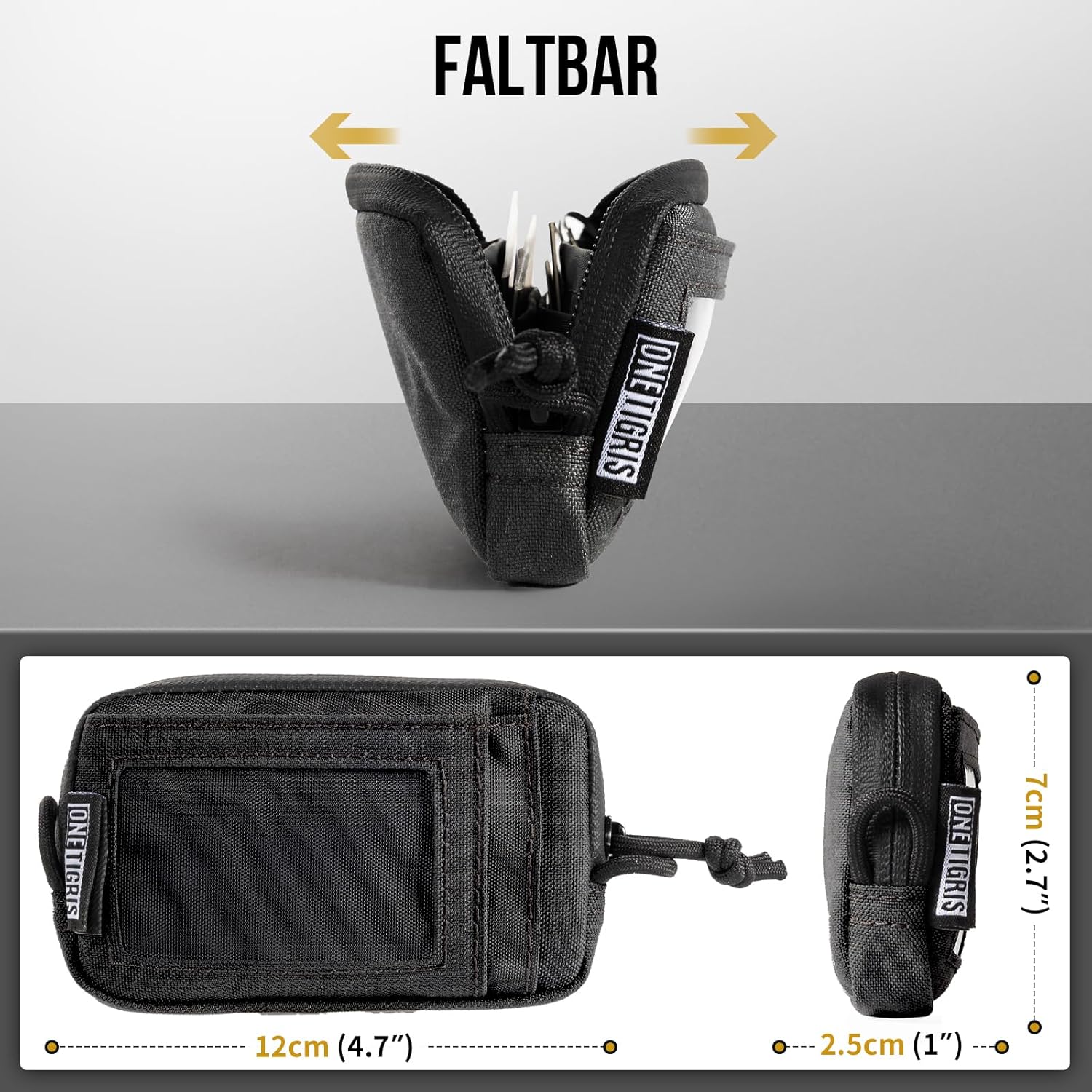 OneTigris Wallet Card Holder Coin Compartment Tactical Wallet 500D Nylon Slim Wallet with Card Slots Zip Transparent Window for Men Women Black – Bild 3