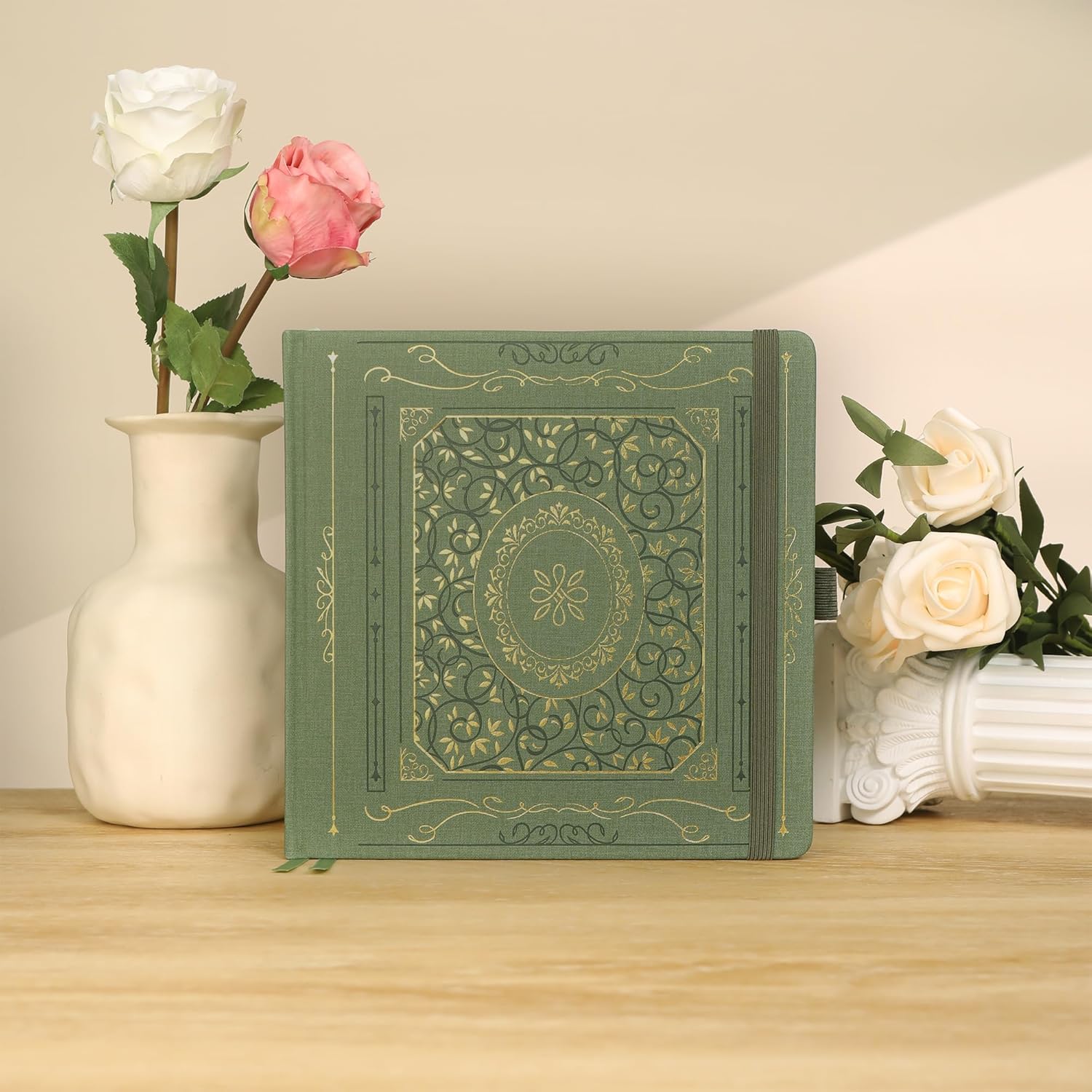 TIEFOSSI Bullet Dotted Journal Notebook, Dot Grid Notebook for Women Men, Hardcover PU Leather Journal, 160 GSM Thick Paper, 160 Numbered Pages with Gold Edge, 8 x 8 Inch – Bild 7