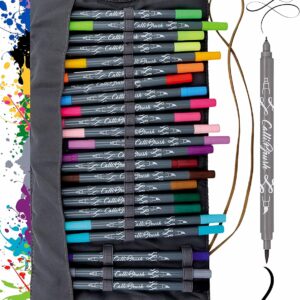 Online 81463 Calli.Brush, Hand Lettering Brush Pens, Set of 24 Brush Pens, Calligraphy Set in Roll Pouch Gift Packaging, Calligraphy Tip, Brush Tip for Bullet Journaling, Watercolour