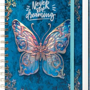 Spiral Notebook College Ruled Journal for Writing B5 3D Butterfly Notebooks Writing Journal for Women with Elastic Closure Band 192 Pages Lined Paper for School Office