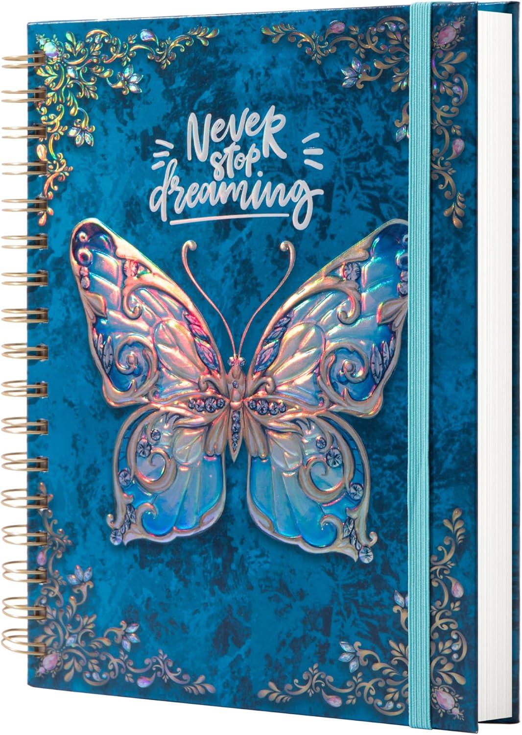 Spiral Notebook College Ruled Journal for Writing B5 3D Butterfly Notebooks Writing Journal for Women with Elastic Closure Band 192 Pages Lined Paper for School Office