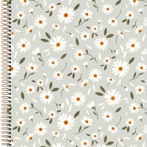 Miquelrius - Notebook A4 (210 x 297 mm), Squared 5 mm, 120 Sheets 70 g/m², Green Card Cover, 4 Coloured Stripes, Copper Spiral, Spring Flowers Collection