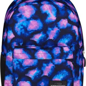 Seven Ischoolpack School Bag with Power Bank and USB Charging Port, for School, Sports, Leisure, from 1st Grade, for Girls and Boys, Padded Backpack, with Water Bottle Compartment, Blue/Purple