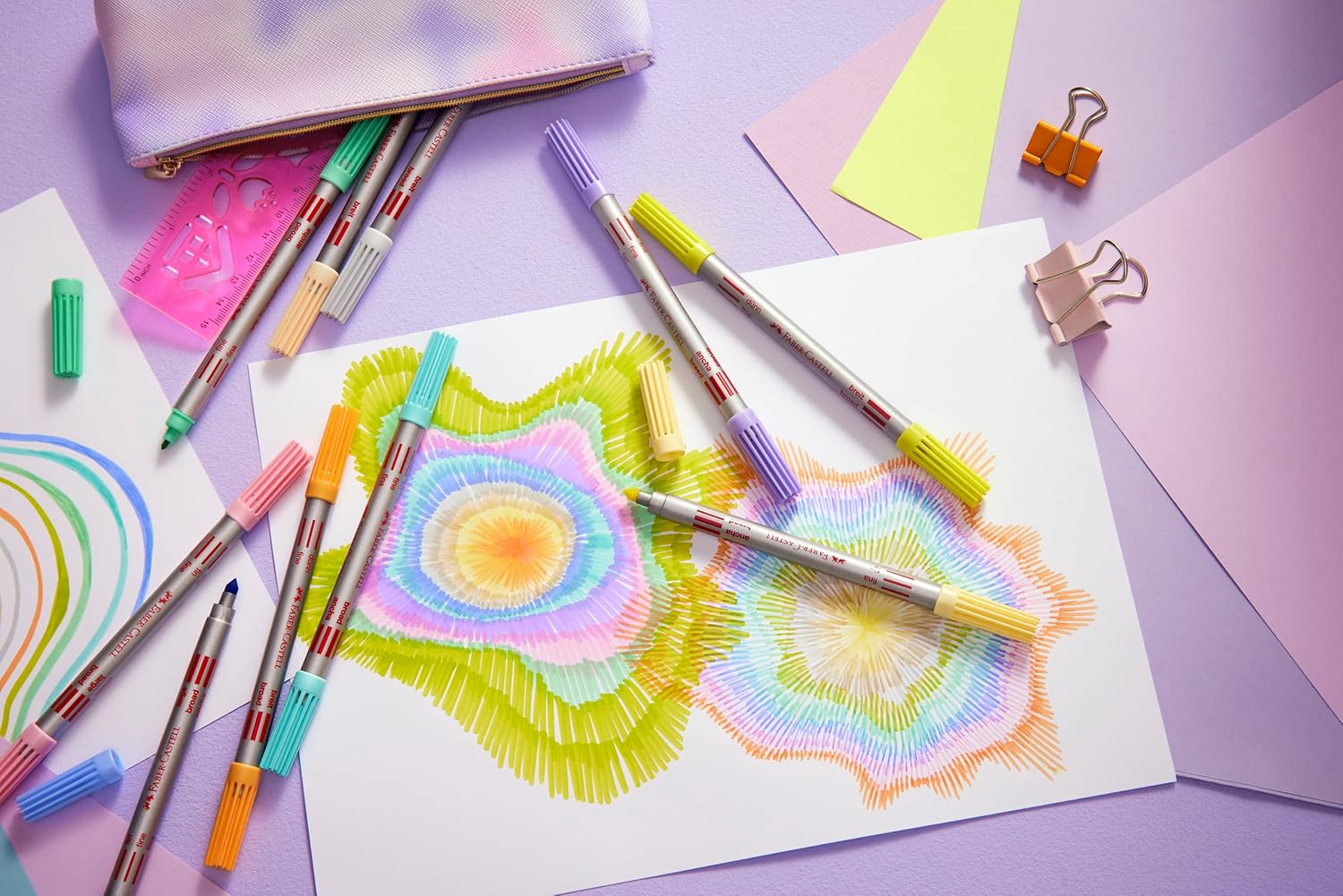 Faber-Castell 151112 Felt Tip Pen Set Pastel 10 Double Fibre Tip Pens for Children and Adults – Bild 2