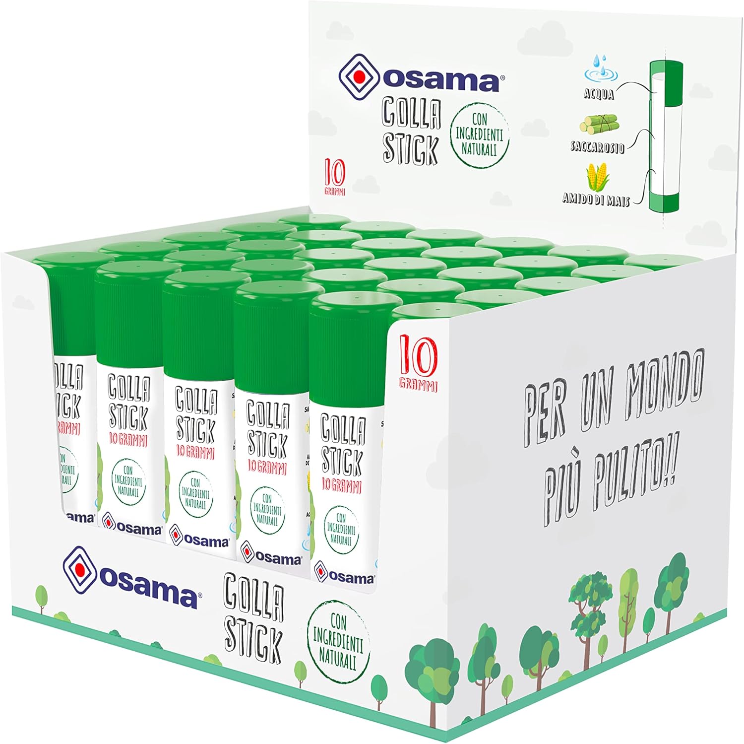 Osama Glue Stick Extra Strong, 30 Pieces, 10g Glue Stick Set, Ideal for School and Writing Supplies, Office and University - Sliding, Resistant and Suitable for Children, Classic Natural