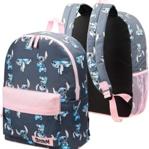 Disney Stitch Children's Backpack, Spacious School Bag with Adjustable Straps, Durable Stitch Backpack with Mesh Print, Ideal Lilo and Stitch Gifts for Fans