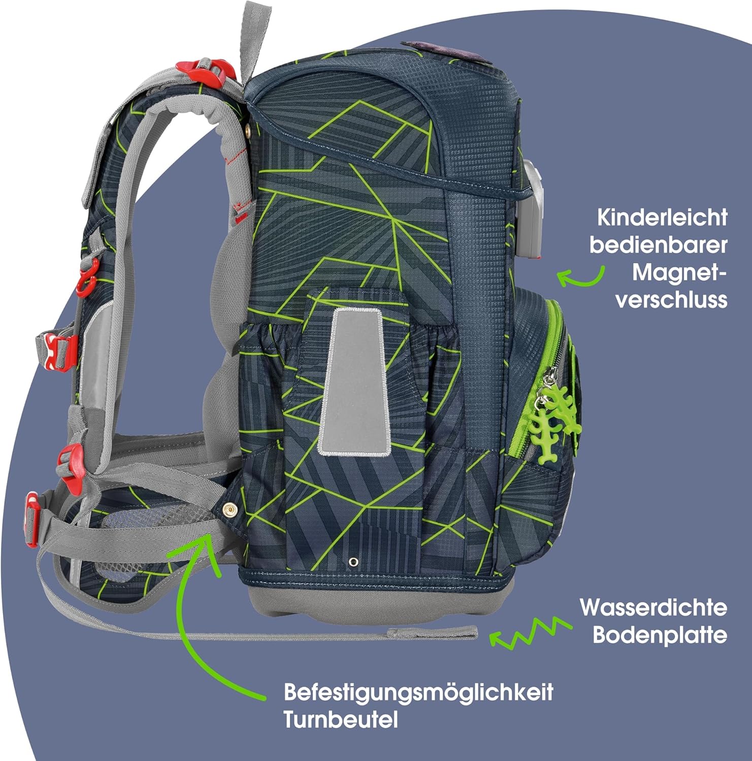 Step By Step School Bag Set Cloud, 5 Pieces, Ergonomic Bag with Reflectors, Height Adjustable with Waist Belt, From Year 1 19 L – Bild 3
