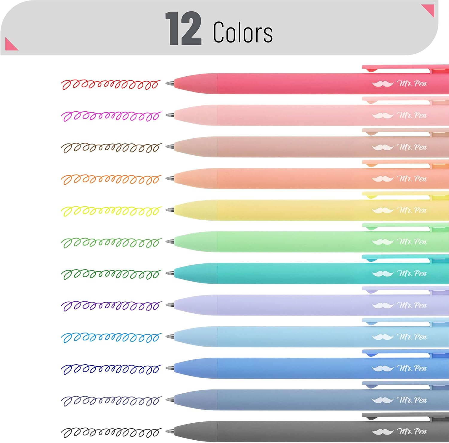 Mr. Pen- Retractable Gel Pens, 12 Pack, Colorful Ink, Fine Point 0.7mm, Fast Dry, Smooth Writing, Cute Pens for Drawing, Writing Planner and School Supplies – Bild 2
