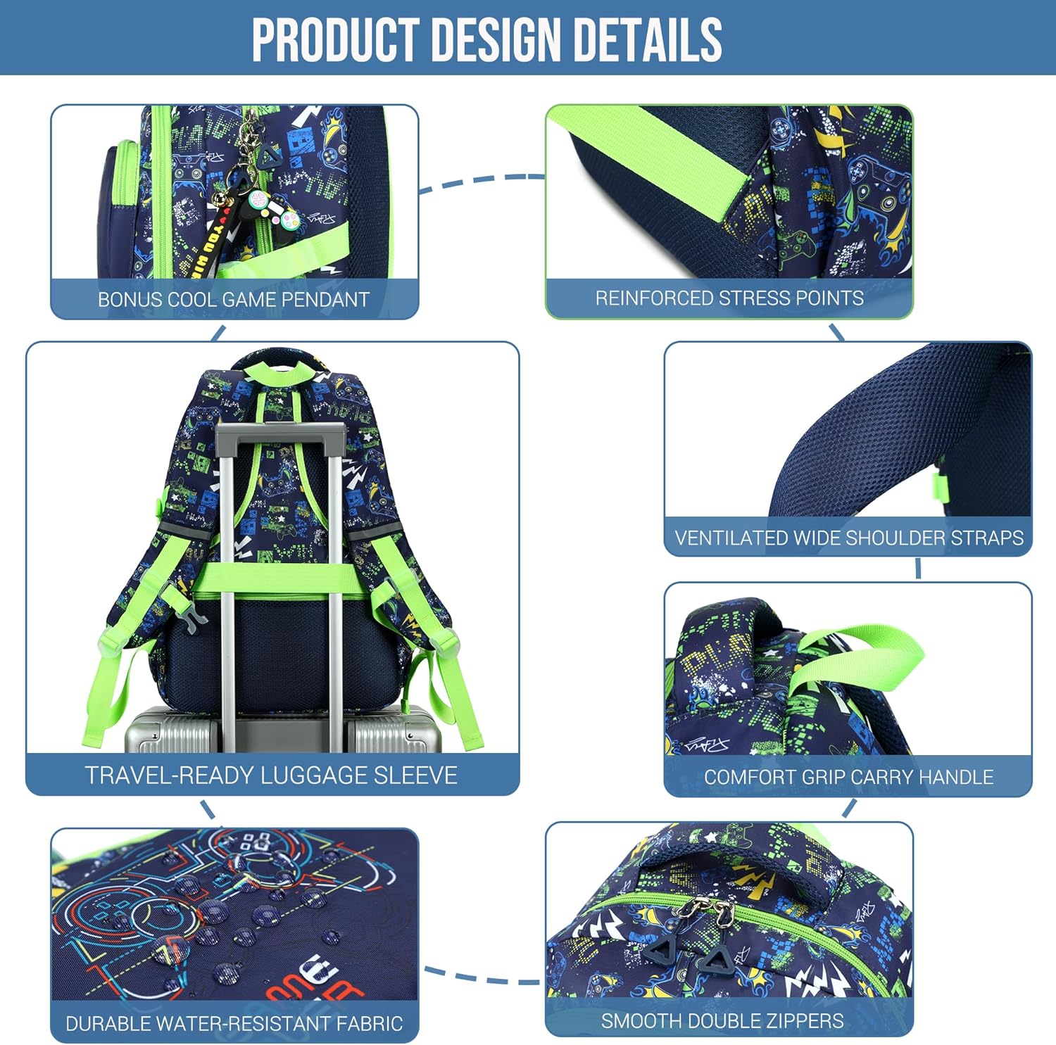 Makukke School Backpack Set for Teenagers Boys, Gamer School Bags with Lunch Box and Pencil Case, Gifts Cool School Bag for Primary and Middle School – Bild 5