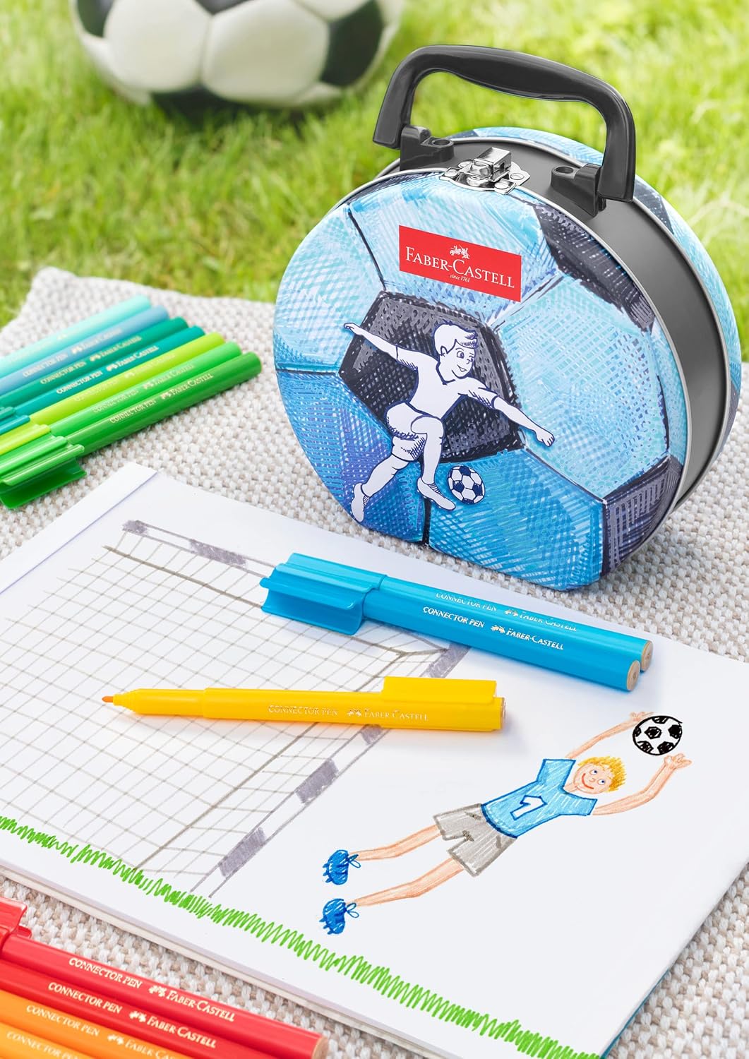Faber-Castell 155538 Felt Tip Connector Pens, Football Case, 33 Pens, Metal Case – Bild 4