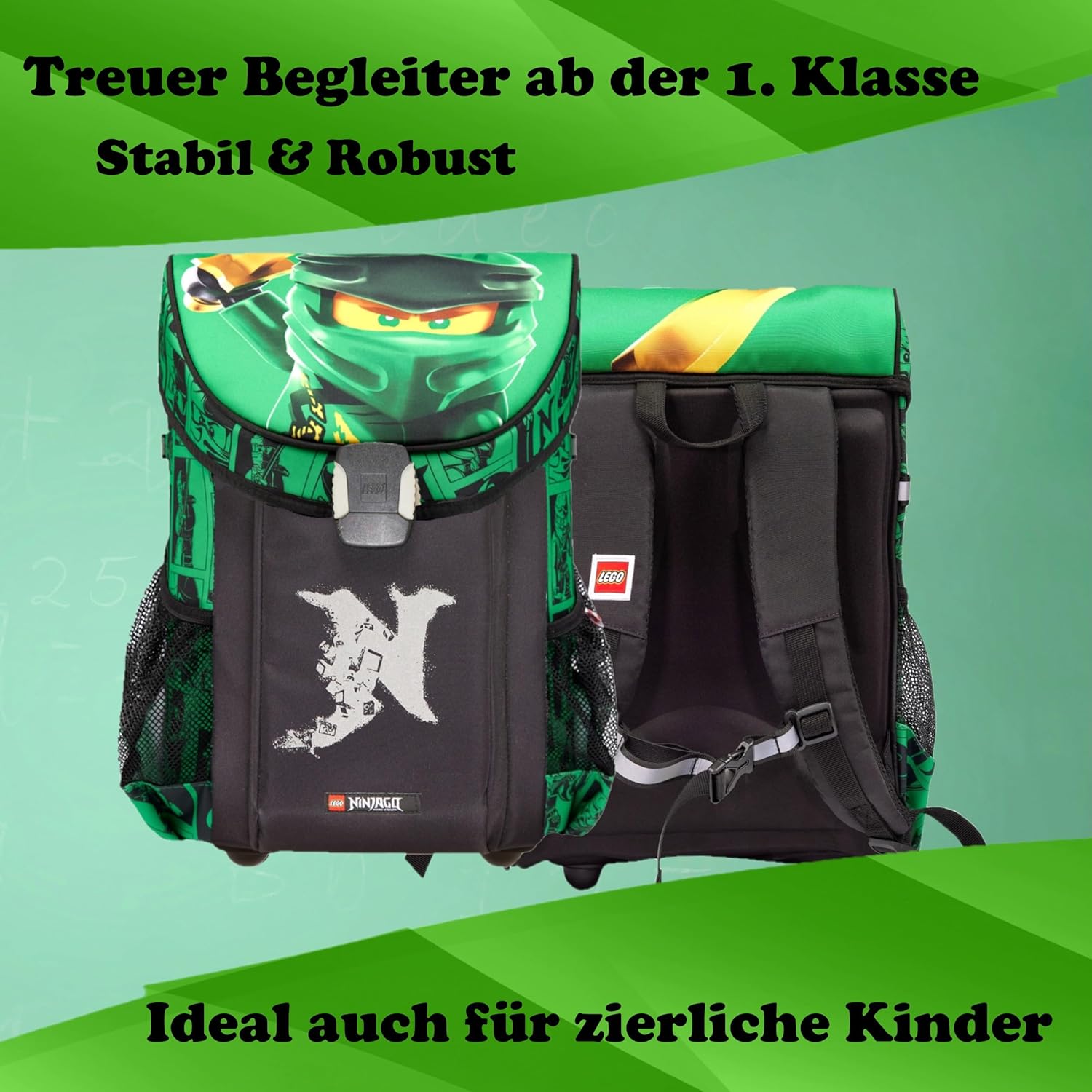 Familando Ninjago School Bag for Boys and Girls · Lego Easy · 790 g Light · School Bag 1st Class in Set, Green – Bild 7