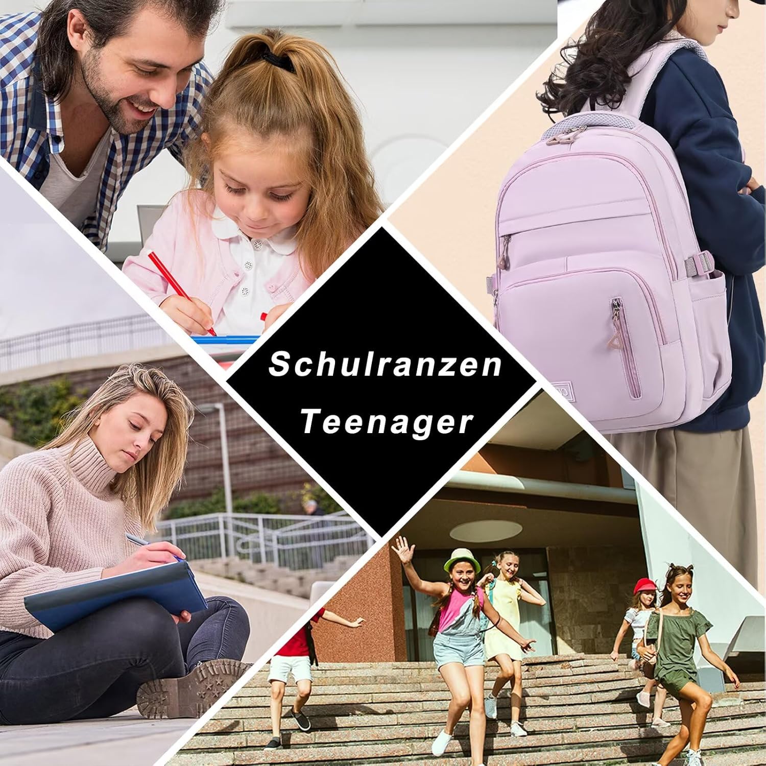School Backpack Teenager Girls Boys School Bag Lightweight Backpack School School Bag Comfortable School Bag Laptop Backpack Multi-Pocket School Backpacks Waterproof Large – Bild 6