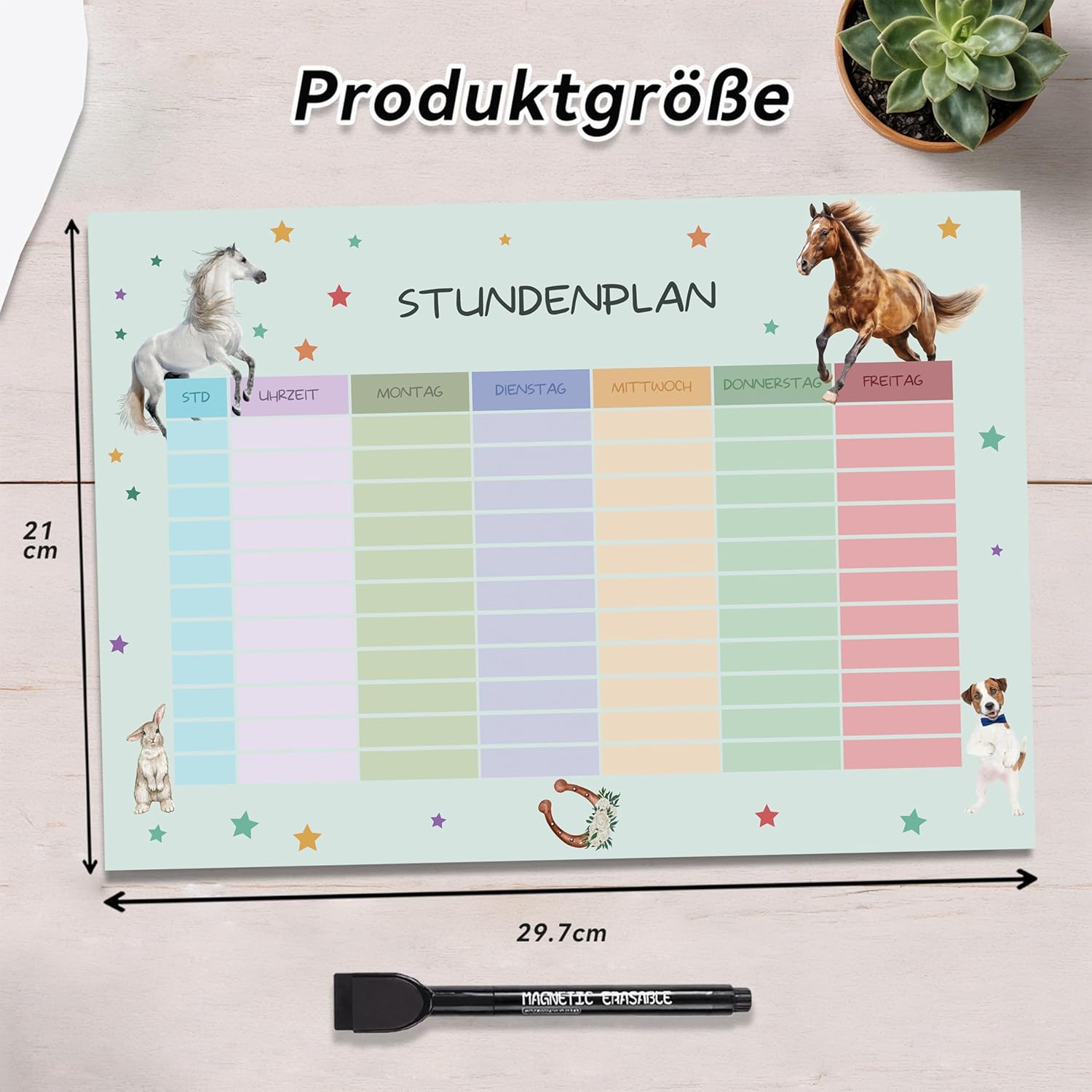 Schedule Magnetic Timetable Wipe Clean Dinosaur Pattern Pen with Tape Brush Rewritable Suitable for Fridge and Whiteboard Gift Back to School Gift – Bild 2