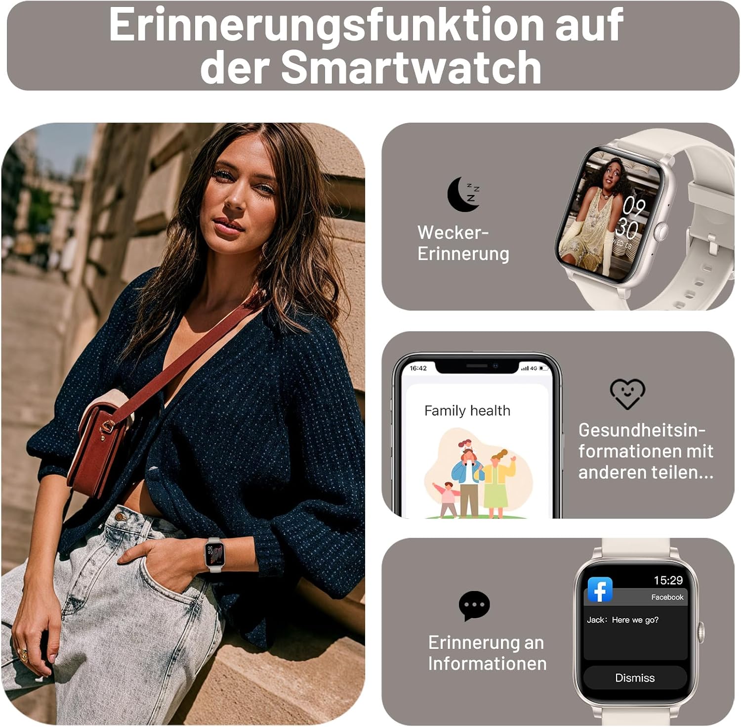 ASWEE Smartwatch Men Women with Bluetooth Calls, 1.83 Inch HD Fitness Watch with Heart Rate Monitor/Sleep Monitor, 123+ Sports Modes Smartwatch, Fitness Tracker with Pedometer, IP67 Waterproof for – Bild 6