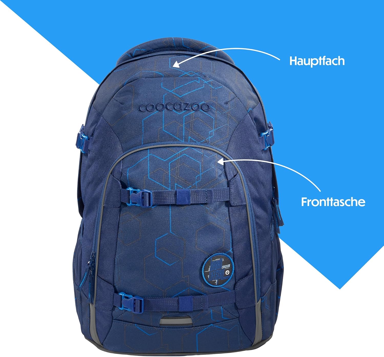 coocazoo School Backpack Joker Blue Motion Ergonomic & Adjustable Satchel Height & Size Adjustable with Chest Strap & Waist Belt from 3rd Grade – Bild 4
