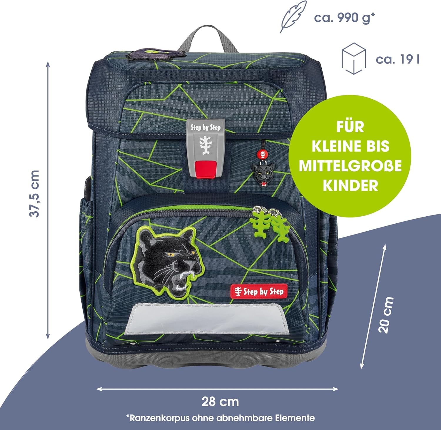 Step By Step School Bag Set Cloud, 5 Pieces, Ergonomic Bag with Reflectors, Height Adjustable with Waist Belt, From Year 1 19 L – Bild 2