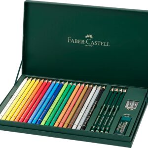 Faber-Castell 210051 – Polychromos Mixed Media Gift Set, 20 Pencils with Accessories, Multi-Coloured