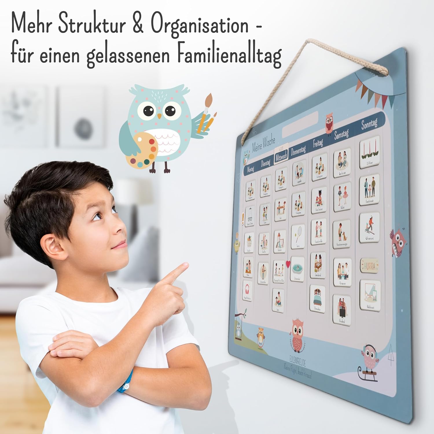 Children's Weekly Planner - Montessori Magnetic Board, 211 Magnets, Can Be Written On & Wipe Clean - Weekly Plan Children Promotes Independence & Structure - Weekly Planner Magnetic with Accessories – Bild 4