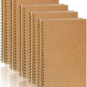 PALUDO Pack of 5 Notebook Dotted A5 Spiral Notepad, Kraft Cover Notebooks Blank Page 100 Pages/50 Sheets Sketch Pad, A5 Notepads Diary Writing Pad Drawing Pad for Travel School Office