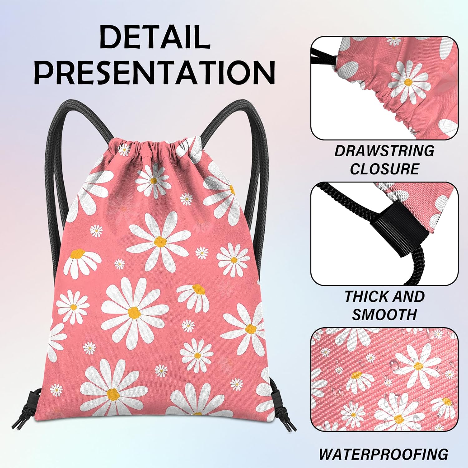 Gym Bag with Drawstring for Fitness, Beach, Swimming & Travel, Stylish Cute Waterproof Sports Bag for Women Girls Men – Bild 3