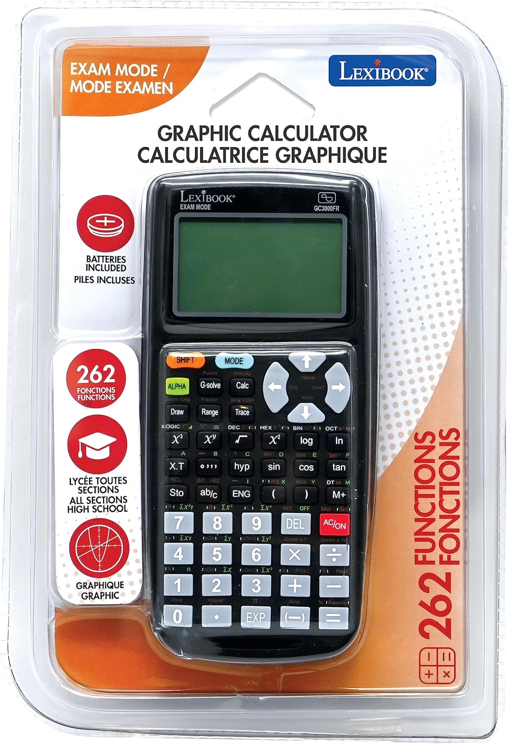 Lexibook, GC3001 Graphing Calculator Large Screen Integrated Exam Mode Black – Bild 4