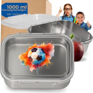 Children’s Stainless Steel Lunch Box 1000 ml – Lunch Box ‚Storage‘ with Divider – BPA-Free Lunch Box Children with Compartments – Lunch Box for School and Nursery – Lunch Box with Motif, Colour