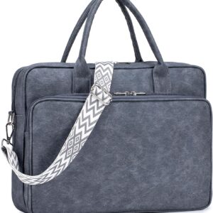 Work Bag Women's Leather Waterproof Laptop Bag Women's Elegant 15.6 Inch Teacher Bag Large Laptop Briefcases Leather with Many Compartments Letter Cases for Work, School, Office