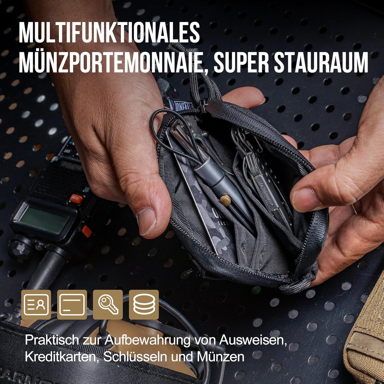 OneTigris Wallet Card Holder Coin Compartment Tactical Wallet 500D Nylon Slim Wallet with Card Slots Zip Transparent Window for Men Women Black – Bild 6