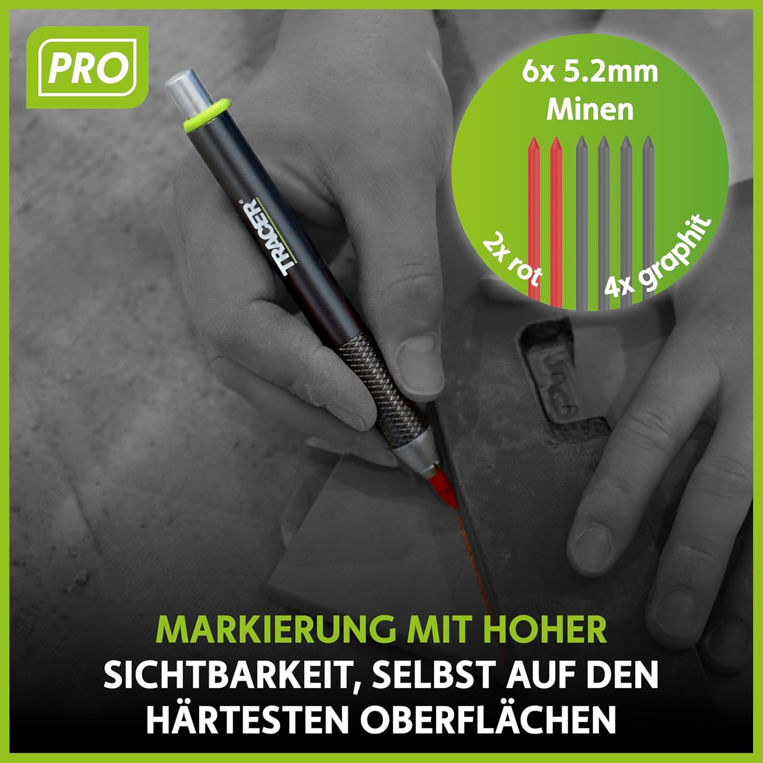 Tracer Pro Series Tough Metal Construction Pencil with 6 x Replacement Lead Pack and Site Holsters All-in-One Aluminium Construction Marking Kit – Bild 6