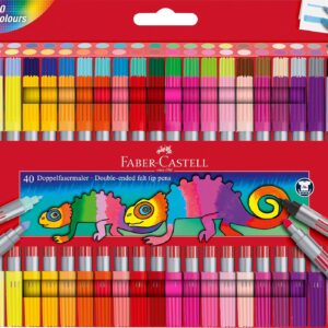 Faber-Castell 151140 Felt Tip Pens Set with 40 Double Fibre Tip Pens for Children and Adults