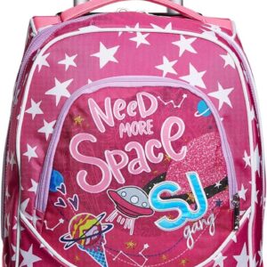 SJ Kids Trolley Backpack 2 in 1 School Bag with Wheels 1st Class for School, Elementary, Travel & Leisure, Girls & Boys, Multi-Colour, Fuchsia, School & Leisure Time