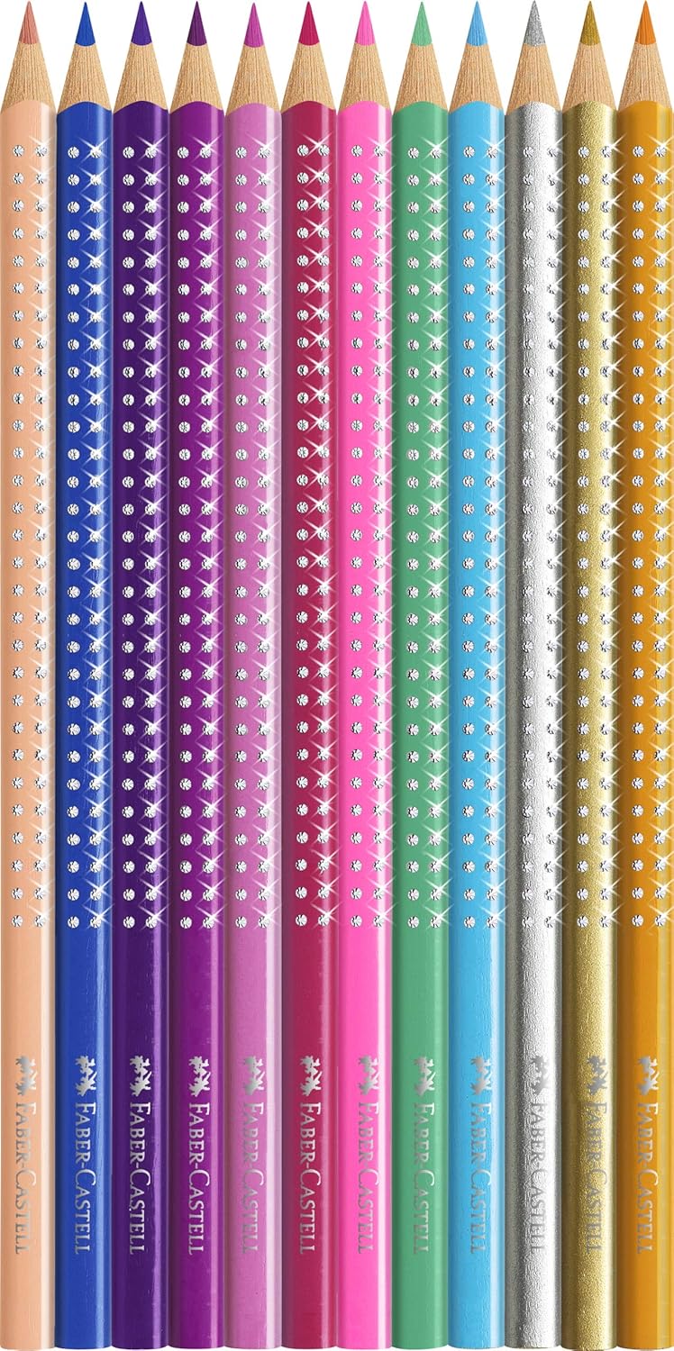 Faber-Castell Sparkle 201737 Colouring Pencils Set of 12 in Metal Case, Triangular, Shatterproof – Bild 2